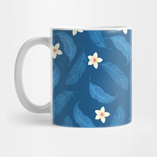 Tropical Leaves and Plumeria Flowers Mug